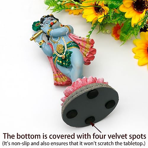 BangBangDa Hindu God Lord Krishna Statue - India Puja Item Pooja Decoration Diwali Birthday Gifts for Indian Man Woman Home Office Murti Altar Temple Mandir Meditation Spiritual Gifts for Friend