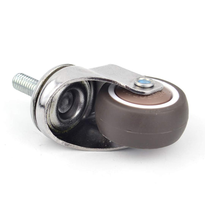 [Australia - AusPower] - 4-Pack 1 Inch Small Tiny Shopping Cart Wheel Swivel Caster Wheels Soft Rubber TPE M6x 15mm Mini Threaded Stem Caster Wheel, 33lb/15kg Load Capacity 
