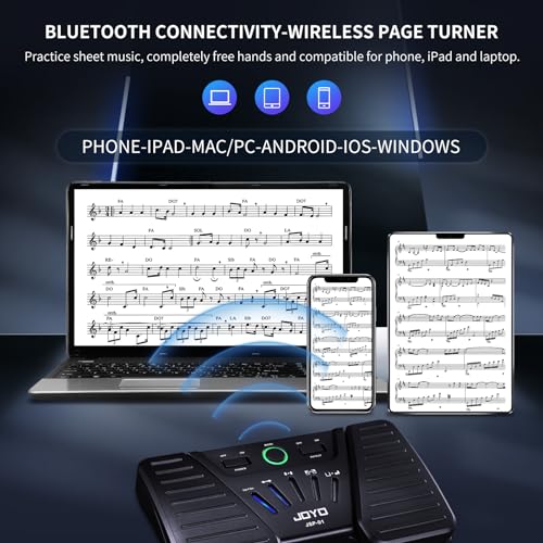 JOYO SP-01 Bluetooth Page Turner Pedal for ipad and JMH-01 Studio Monitor Headphones for Recording