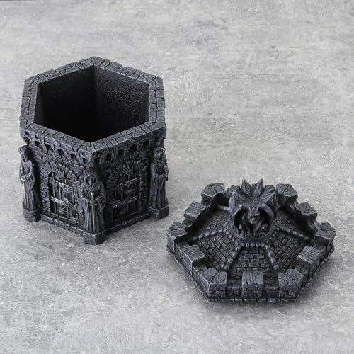 Veronese Design 5 1/4 Inches Gargoyle Hexagon Warden Of Souls Trinket Box Resin Sculpture Gothic Home Decor Desktop Organizer Pen Holder Jewelry Box