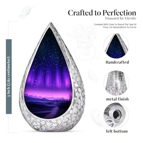 Northern Light Urn for Ashes Adult Man Purple Mother Keepsake Mini 3 Inch Northern Light-4 3 Inch Keepsake