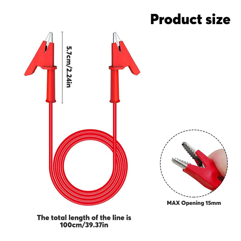[Australia - AusPower] - Riisoyu Pack of 4 Double-Ended Crocodile Clips, 1000 V 15 A Double-Sided Crocodile Wire Cable 3.3 ft / 1 m Flexible Copper Cable Dual Ended Crocodile Wire Cable for Multimeter and Electrical Testing 