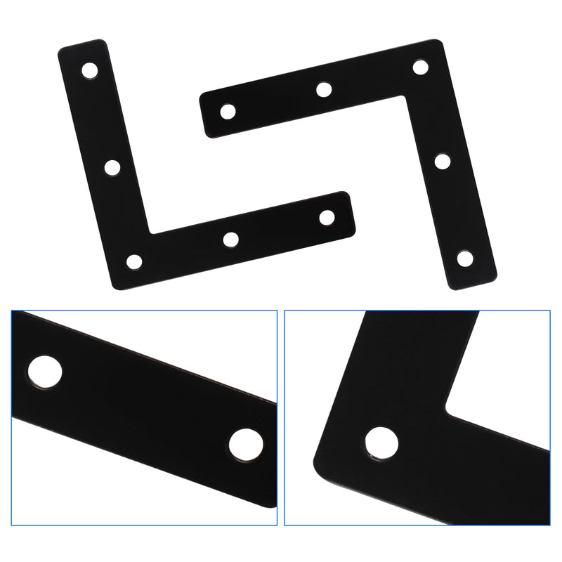 [Australia - AusPower] - 10Pcs 3 x 3 Inch L Bracket Corner Brace (80 X 80mm), Iron Flat Corner Bracket Heavy Duty, Metal L Shaped Bracket Support Brace, Right Angle Bracket Repair Plates with Screws 3" x 3" (Black) L-Shape 