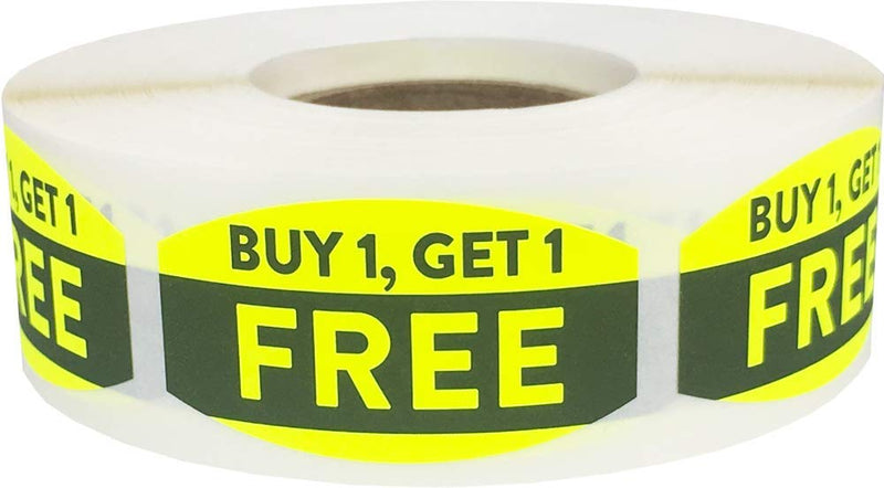 Buy 1 Get 1" BOGO Grocery Store Food Labels .75 x 1.375 Inch 500 Total Adhesive Stickers 0.75 x 1.375" Oval