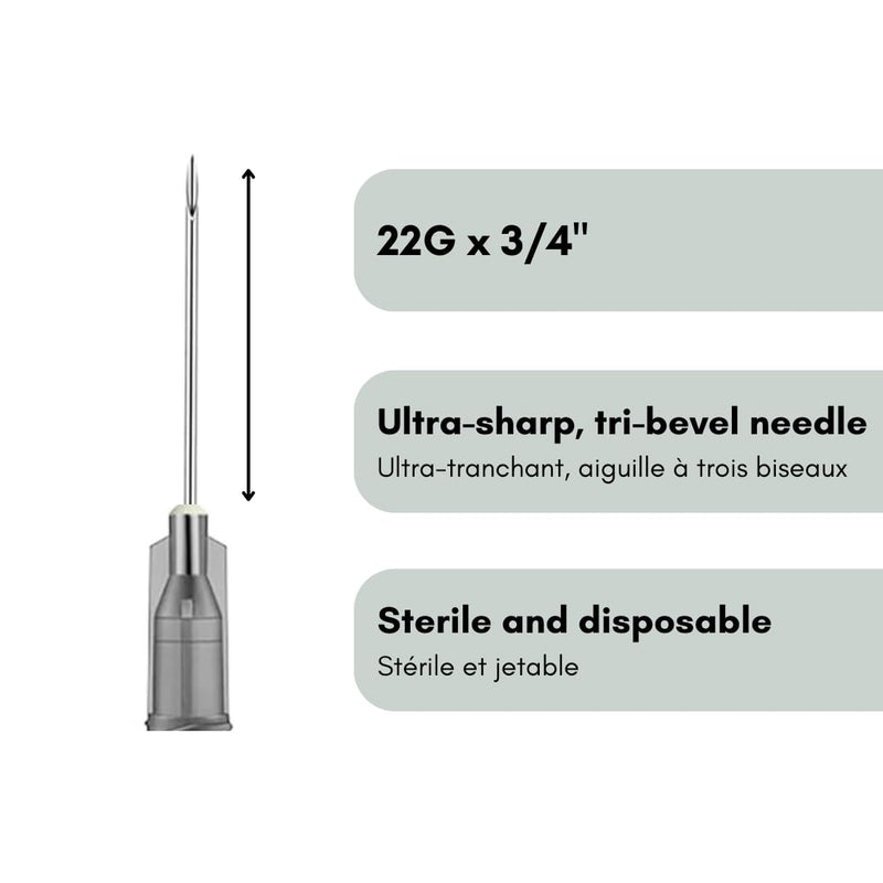 [Australia - AusPower] - Veterinary Hypodermic Needle, Poly Hub 22G x 3/4 inch, 100 per Box, Individually Packed, NDL2219 