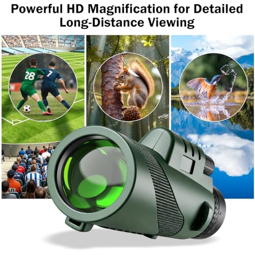 80X100 Monocular Telescope for Adults, with Tripod & Phone Holder green