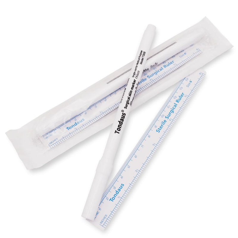 [Australia - AusPower] - Surgical Skin Marker Professional 10Pcs Sterile Tattoo Stencil Tip Markers Pen Scribes with Paper Ruler Individually Wrapped White Violet for Microblading Eyebrow Lip Marking (0.5mm & 1.0mm) 