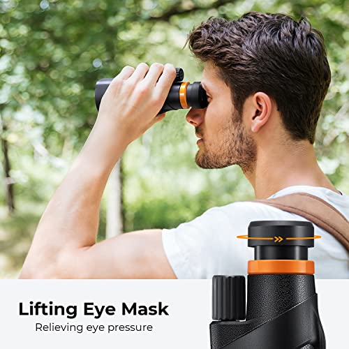 K&F Concept® 12X50 Monocular Telescope with Cleaning Cloth, FMC Lens & BAK4 Prism Telescopes for Adults, Sky Captain HD Monocular for Bird Watching Hunting Hiking Camping Travelling 12*50-Black