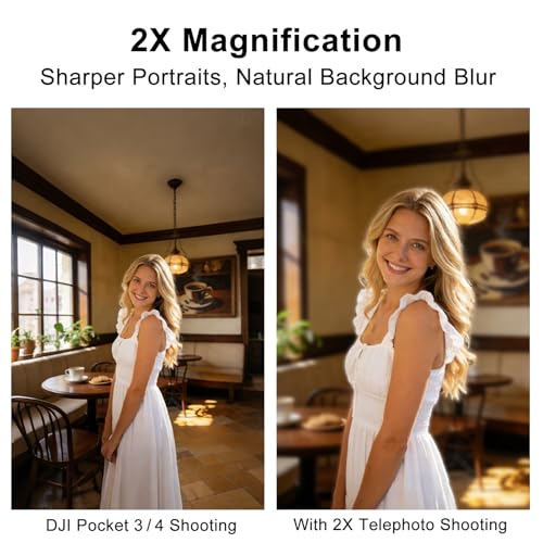 Magnetic 2X Telephoto Lens for DJI Osmo Pocket 3 Pocket 4, Multi-Layer Coated Optical Glass, with Portable Box and Screen Protector