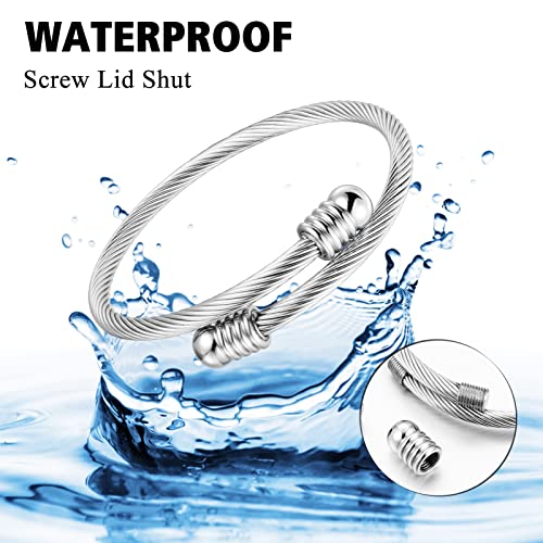 Abooxiu Stainless Steel Ash Bracelet for Men & Women - Memorial Ashes Holder, Filling at Both Ends Silver