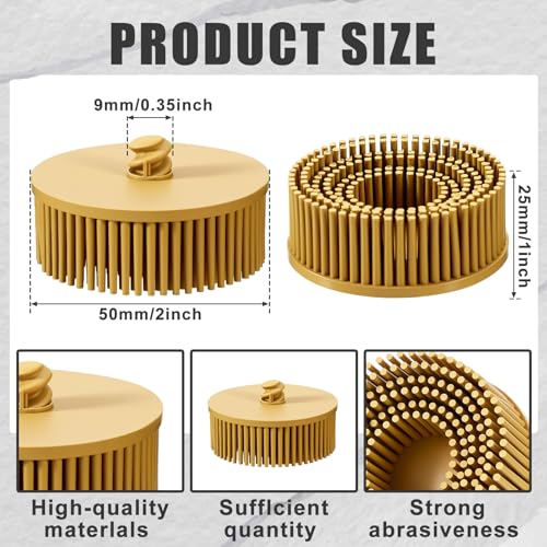 Lanties 2-inch yellow bristle disc, 80 grit coating removal wheel, 5-pack