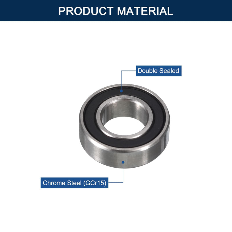 [Australia - AusPower] - 6002-2RS Deep Groove Ball Bearings, ID 15mm x OD 32mm x Width 9mm Double Rubber Sealed Ball Bearing Pre-Lubricated Chrome Steel Z2 Lever 2pcs 2 6002-2RS 15x32x9mm 