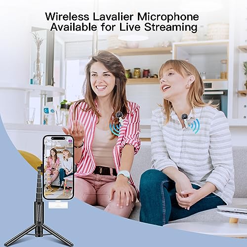 Leettus 2pcs Lavalier Wireless Microphone for iPhone iPad Video Recording,Mini Microphone for Game Live Streaming,interviews,YouTube,TikTok,Vlog(White)