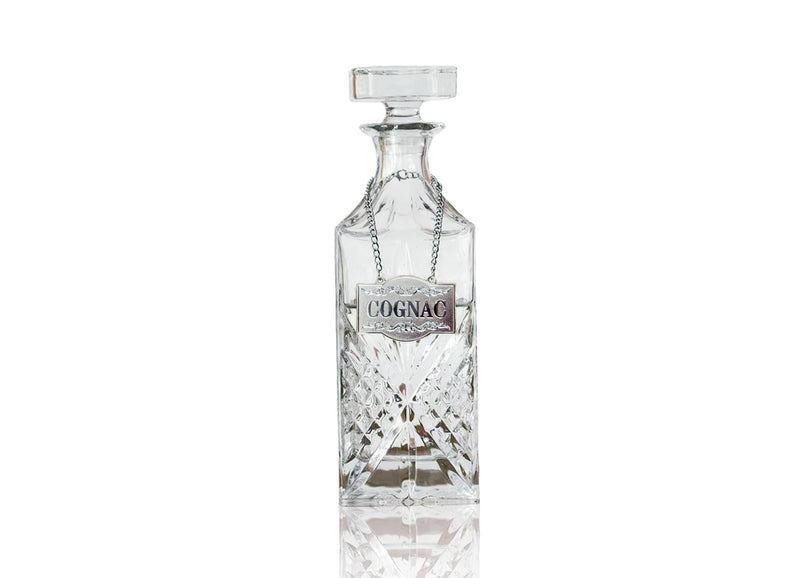 1PSC Decanter Tag - Gorgeous Silver - Cognac Decanter Tag with Adjustable Chain - Liquor Label - 2.36 x 1.57 inches 1PSC COGNAC