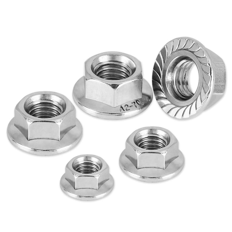 [Australia - AusPower] - M6 Serrated Flange Nuts (25 Pieces), M6x1.0 Pitch Hex Flange Lock Nut, 18-8 Stainless Steel Metric Hexagonal Lock Nut, Bright Finish, Full Thread,UNC M6-1.0mm(25pcs) 