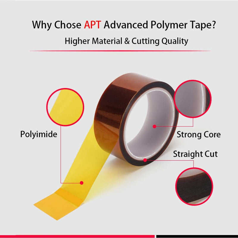APT, 1 mil Thick Polyimide Adhesive Tape, HighTemperature and Heat Tape, for Masking, Soldering, Electrical, 3D Printer Application. (3" x 36 yds) 3" x 36 yds