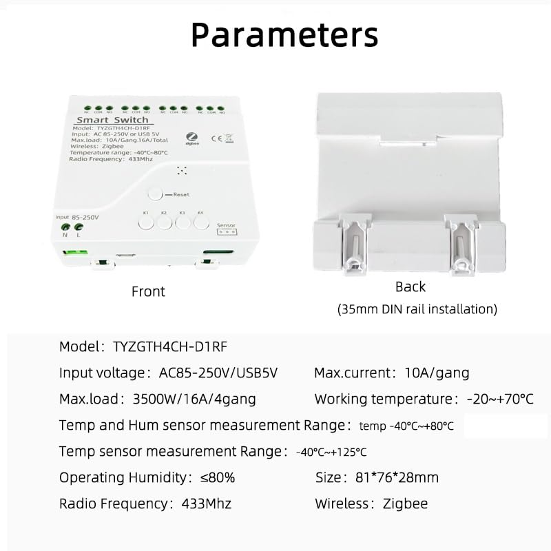 [Australia - AusPower] - Zigbee Temperature Controller with Waterproof Temperature Sensor Probe ,Tuya app Remote 4 Channel 10A Clean Contact Relay Switch(tuya zigbee hub Needed) 