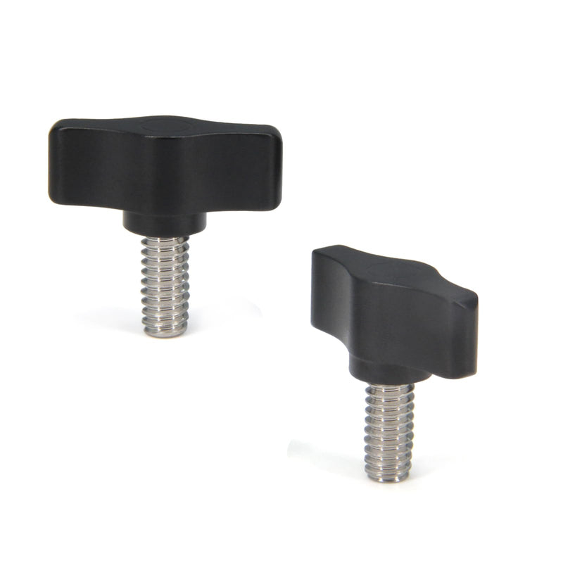 [Australia - AusPower] - 4pcs 1/4"-20 x 1/2" Thumb Screw Stainless Steel Standard/Coarse Thread Black Aluminum Knob 1/2" 