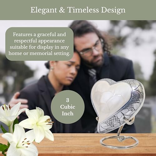 Heart Mini Urn for Ashes Adult Male, Female, White