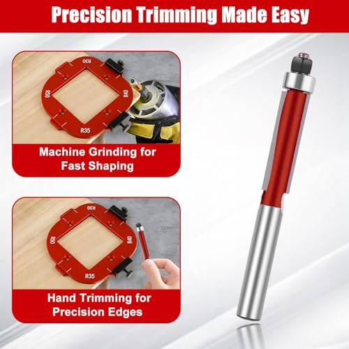 2 Pieces R10-R50 Router Template with Flush Cutter, 4 in 1 Radius Jig for Woodworking DIY