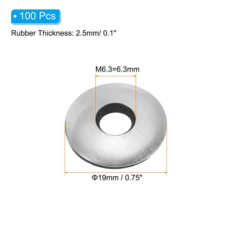 [Australia - AusPower] - PATIKIL 1/4"x3/4" Aluminum EPDM Bonded Sealing Neoprene Rubber Sealing Washers, 100 Pieces Neoprene Rubber Backed Screw Gasket for Machinery Ships Roof (#14x1/4") 1/4"x3/4" 
