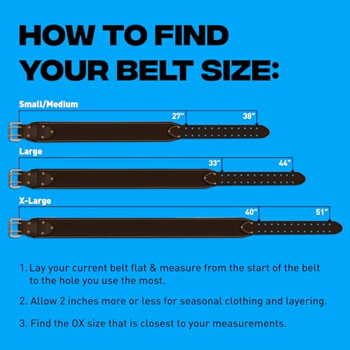 OX 3-inch leather tool belt in XL, thick carpenter belt designed for tool pouches