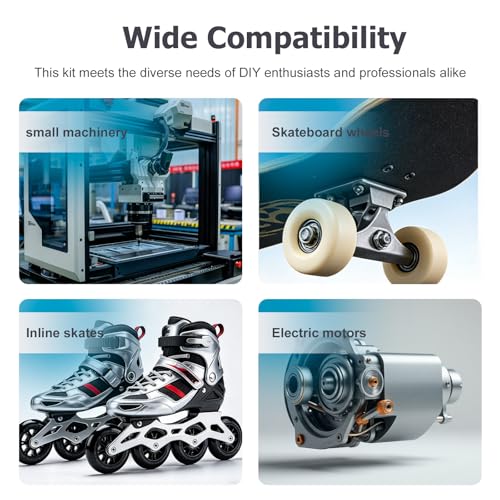 Hoypeyfiy 60Pcs 6 Sizes Carbon Steel Ball Bearings Assortment Kit, Double Shielded Deep Groove Bearings for Furniture Wheels, Skateboards, and Small Motors
