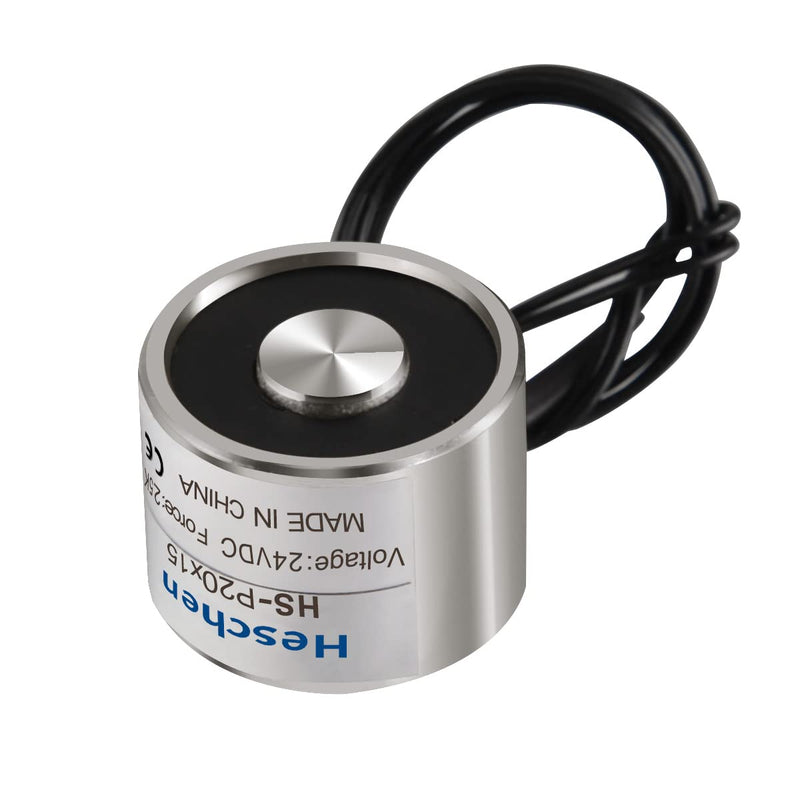 Heschen 20mm Silver Industrial Magnet Cylindrical DC 24V 2.5kg