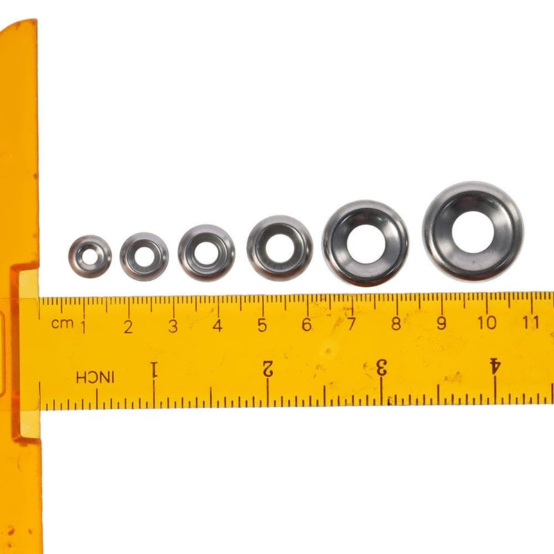 [Australia - AusPower] - FEIYING 170Pcs 304 Stainless Steel Finishing Cup Countersunk Washers Assortment Kit,4#/6#/8#/10#/12#/14#/16# Silver Finishing Cup Washer 