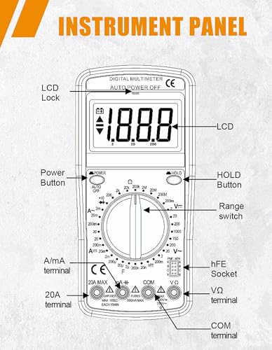 AMTAST Model 1 digital multimeter tester for electrical applications with LCD display and measurement controls