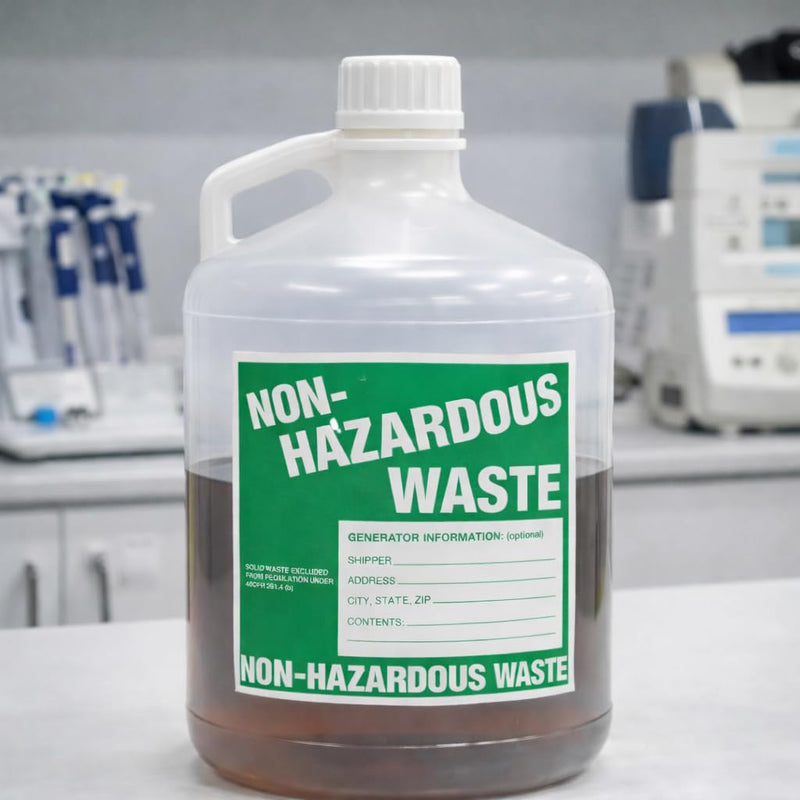 Non-Hazardous Waste Labels, 6 x 6 inches, Green/White, Self-Adhesive Vinyl, Pack of 25