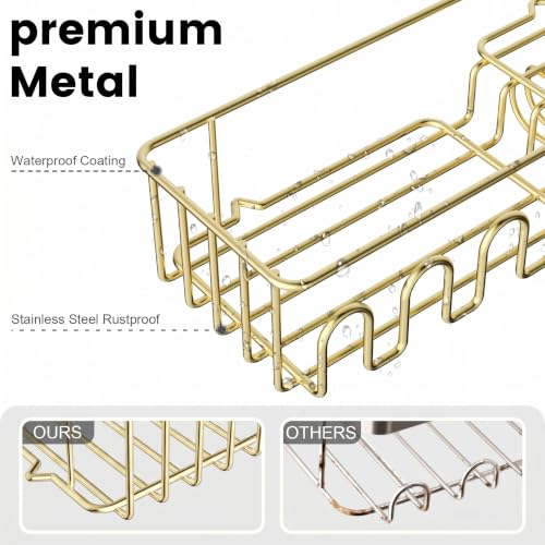 Saydear 4-Pack Adhesive Shower Caddy, Wall Mounted Bathroom Shelf, Gold