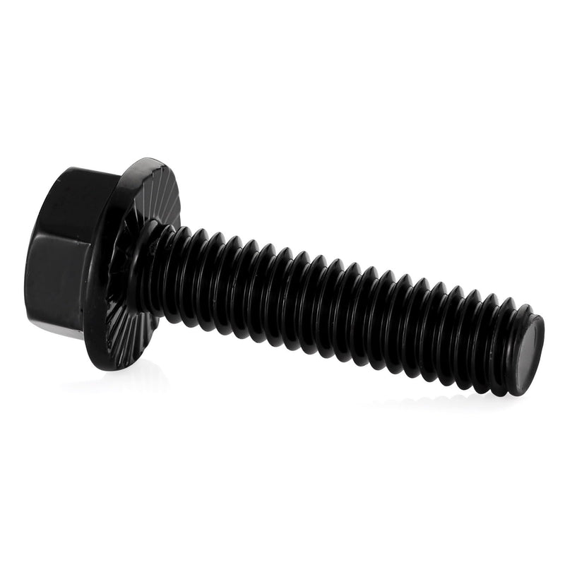 [Australia - AusPower] - 1/4-20 x 1-1/4" Black Flanged Hex Head Bolts Flange Hexagon Screws, Stainless steel 304, Fully Threaded, 25 PCS 1/4-20 x 1-1/4" 