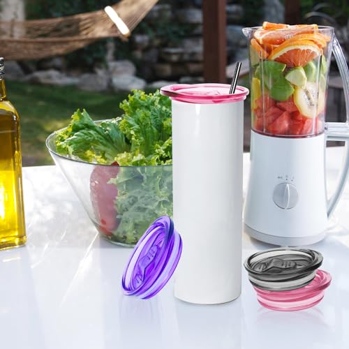 30 Pcs 20 oz Skinny Plastic Splash Resistant Multi-colored Tumbler Cup Replacement Spill Proof Travel Mug Lid for Mouth Coffee Cooler Cup