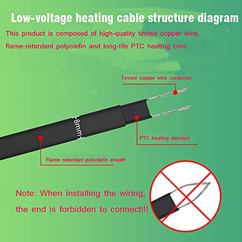 12v 24v 36v 48v trace heating cable,low voltage self regulating heat tape underfloor heating,trace heating cable for Freeze Protection (32Ft(10meters), 12V) 32Ft(10meters)