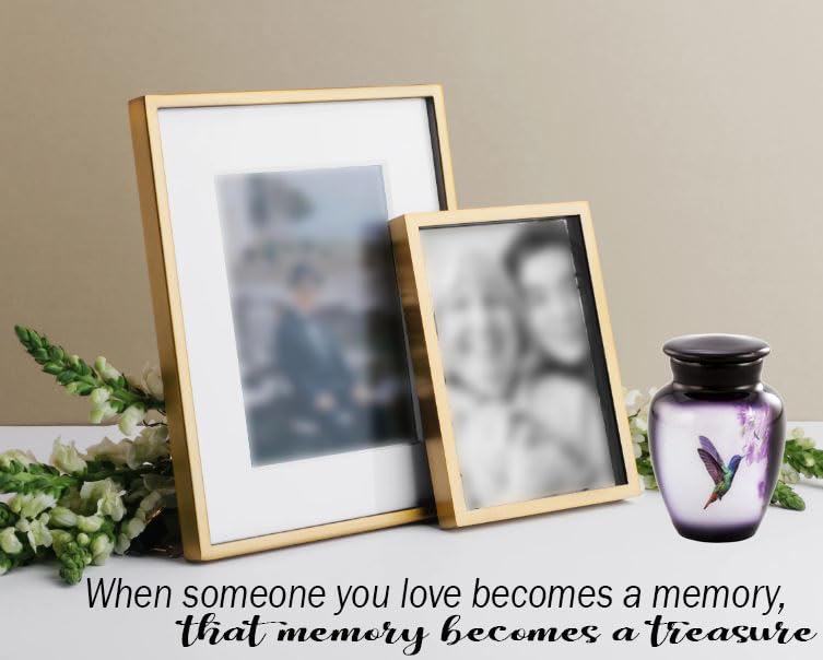 Hummingbird Mini Keepsake Urn for Human Ashes – Small Purple Cremation Urns – Token Ash Holders for Men & Women – Velvet Box Included – Memorial Sympathy Gift Small Keepsake