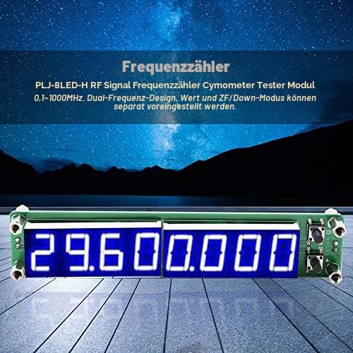 Frequency Measuring PLJ-8LED-H HF Frequency Counter Cymometer Tester Module 0.1 ~ 1000 MHz, 125.5 mm x 25.5 mm x 21.5 mm (Backlight Font Blue) Backlight font blue