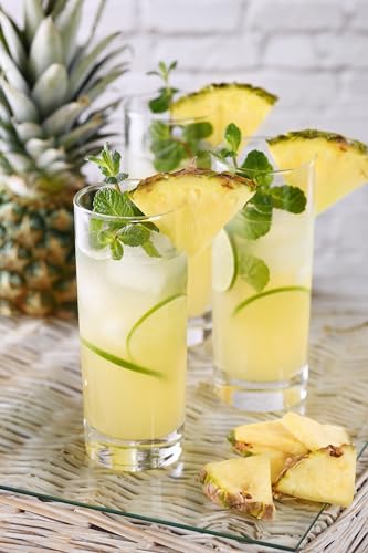 Final Touch Mojito Highball Glasses 10 oz & Wood Muddlers, 6-Piece Set Set of 4 with 2 Muddlers