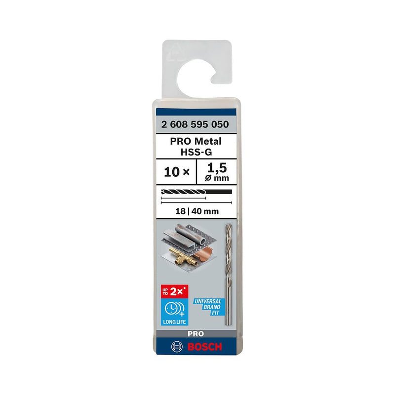 Bosch Professional 10x HSS-G Metallbohrer (für Metall, Ø 1,5 mm, Robust Line, Zubehör Bohrmaschine) Ø 1.50 mm