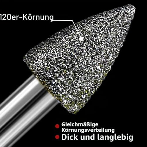 Diamond Grinding Point Set for Dremel Accessories, 10 Pieces Rotary Cutter Drill Bit Set, 120 Grit Cutter Bit with 3 mm Shank for Stone, Glass, Carving, Jade, Hardwood, Tiles, Ceramic 10pcs-120 grit