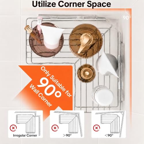 Corner Shower Caddy 3 Pack, Wall Mounted Adhesive Shower Caddy with Soap Holder and 24 Hooks, No Drill Rustproof Stainless Steel Shower Shelf for Inside Shower, Silver