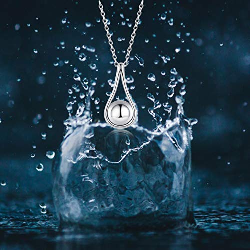 Fookduoduo Sterling Silver Teardrop Urn Necklaces for Ashes Memorial Ash Jewelry Cremation Eternity Urn Pendant Necklace for Women