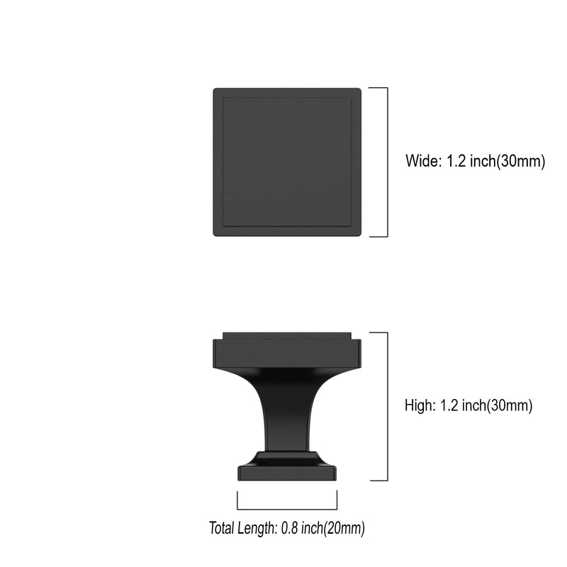 Asidrama 10 Pack Matte Black Square Dresser Knobs - Zinc Cabinet Hardware for Dresser Drawers Single Hole Knob