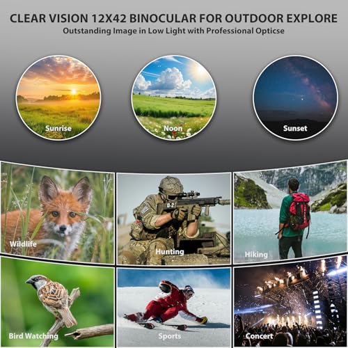 12X42 Waterproof Binoculars for Adults High Power UHD Bird Watching Hunting