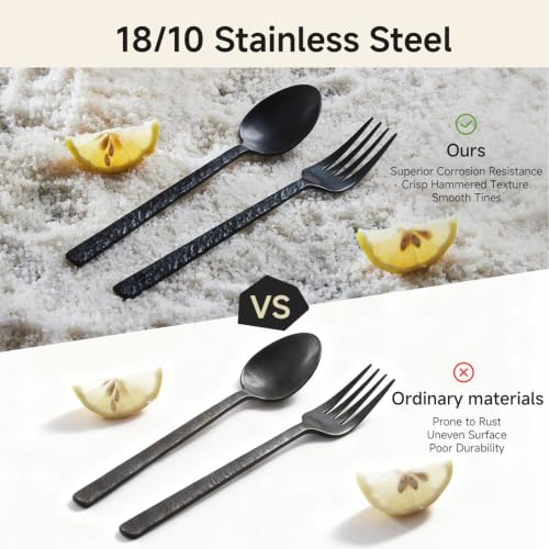 KINGSTONE 12 Piece Black Dinner Forks Set, 18/10 Stainless Steel 12-Piece