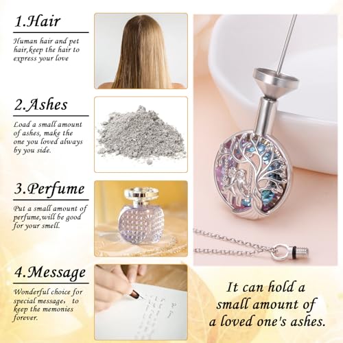 DAOCHONG Tree of Life Sister Urn Necklace for Ashes Women Memorial Jewelry Sister Urn Necklaces