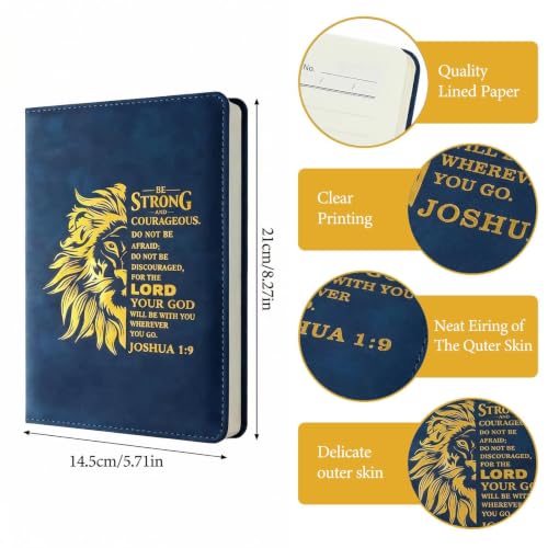 SIMDAO Christian Gift for Men, A5 Leather Notebook with Pen & Bookmark, 100Sheets/200Pages, Bible Study Journal, Religious Gifts for Men and Women Office School