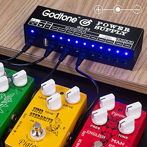 Guitar Pedal Power Supply 10 Way DC Outputs for 9V 12V 18V Effect Pedal with USB(5V2A) Port GD-02 US GD-02 with USB