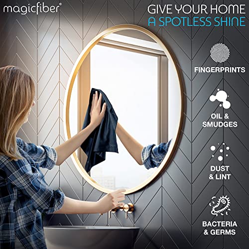 MagicFiber 16 PK - 12 Household Microfiber Cleaning Cloths + 4 Glasses Microfiber Cleaning Cloths - Premium Kitchen Towels and Glasses Wipes