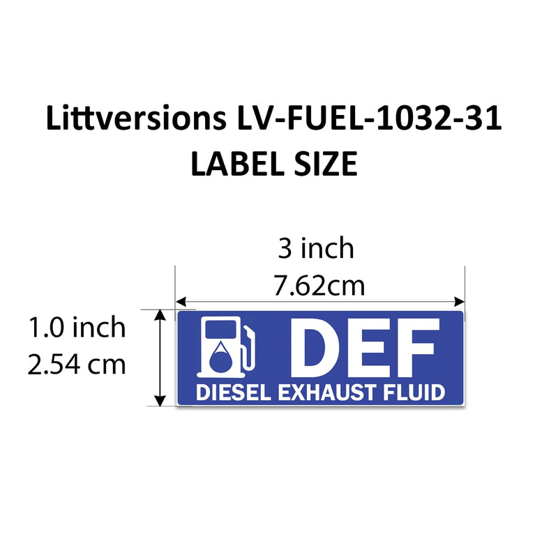 24 Pack DEF - Diesel Exhaust Fluid - 3"x1" Fuel Identification Labels - Weatherproof Vinyl Fuel Tanks, Tractors, Excavators, Construction Equipment Def Only 3"x1" 24 Pack